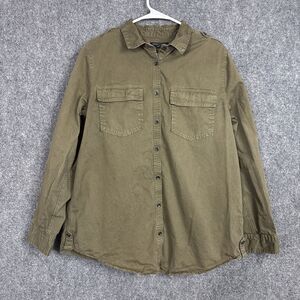Banana Republic Button Up Top  Womens Sz L Brown green Khaki Safari Army Grunge